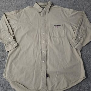 Polo Sport Ralph Lauren Vintage XXL Button Up Shirt Beige Cotton USA Flag